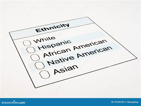 US Ethnicity Form Stock Images - Image: 19144144