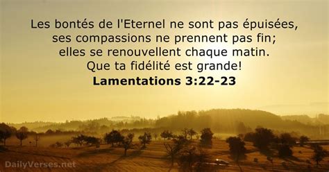 22 avril 2022 - Verset Biblique du Jour - Lamentations 3:22-23 - DailyVerses.net