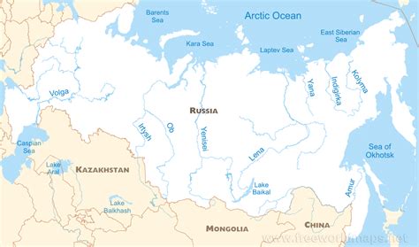 Russia Rivers Map