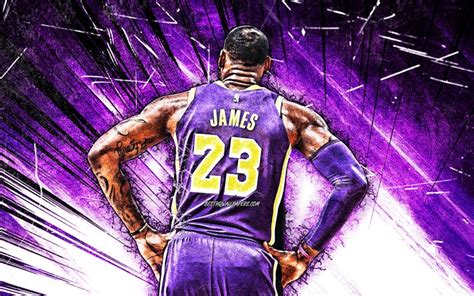 Download wallpapers LeBron James, 4k, back view, grunge art, Los ...