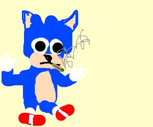 Sonic caught smoking s cigarette. - Drawception