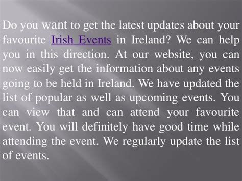 Get latest updates about the irish events in