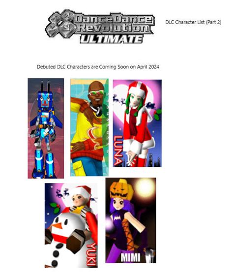 DDR Ultimate DLC Character List (Part 2) (Remake) by SaucerofPeril on DeviantArt