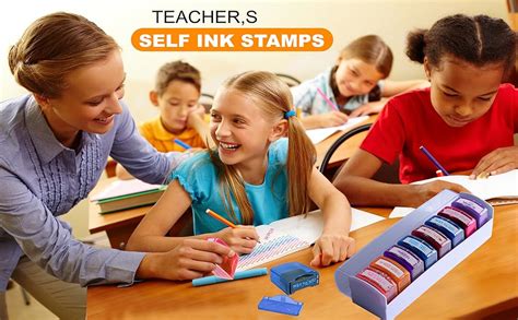 Amazon.com : Tickselect Teacher Stamps for Classroom Grading 8PCS- Self Inking Stamps for ...