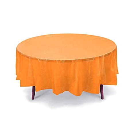 5 Pack 84" Orange Round Plastic Table Cover, Party Table Cover ...