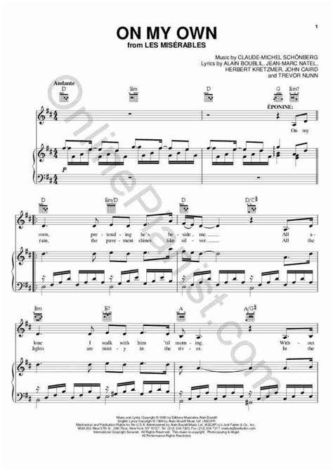 On My Own Piano Sheet Music | OnlinePianist