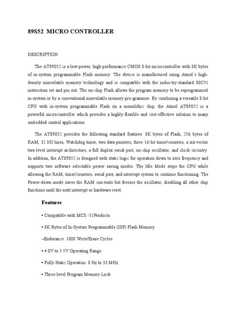 An In-Depth Look at the AT89S52 Microcontroller: Describing Its Core ...