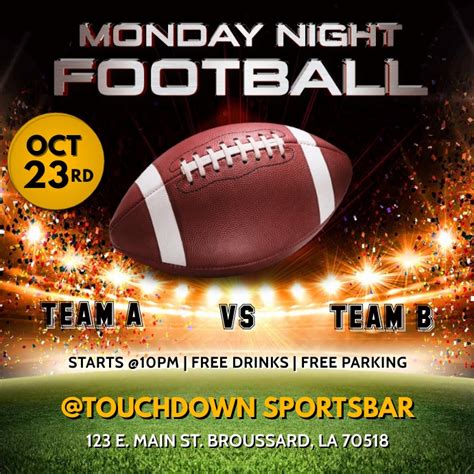 Copy of MONDAY NIGHT FOOTBALL FLYER TEMPLATE | PosterMyWall