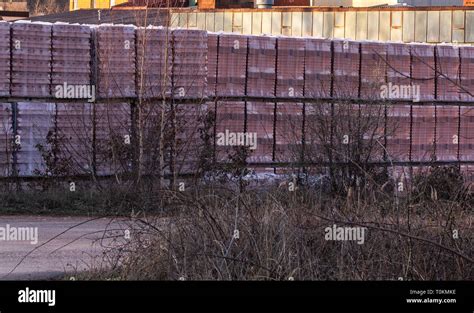 Red bricks on a building site Stock Photo - Alamy