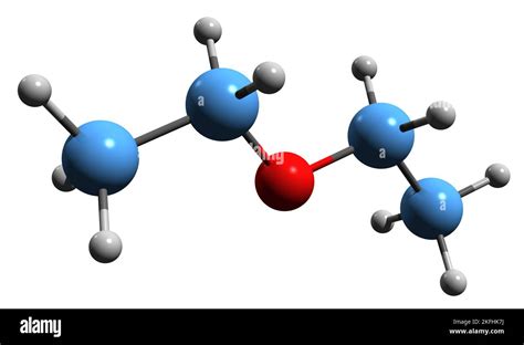 3D image of Diethyl ether skeletal formula - molecular chemical structure of Dether isolated on ...