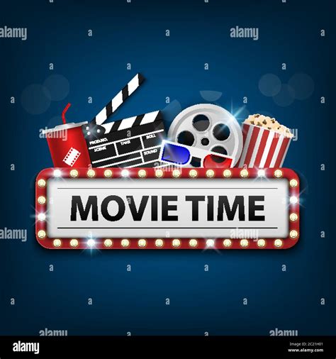 Cinema background concept, movie theater object on blue background and ...