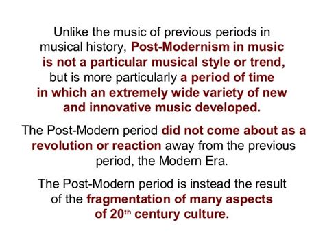 Post Modernism & Post-Modern Music