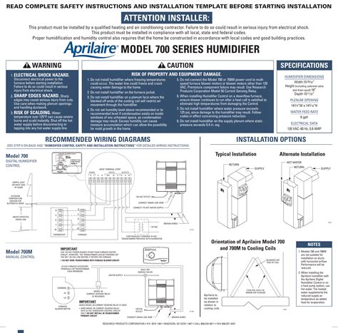 Aprilaire 800 Installation Manual