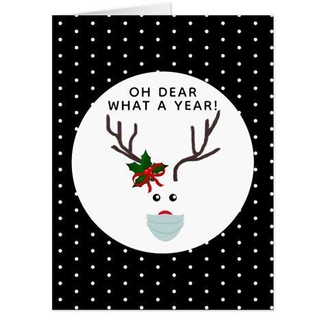 Funny Covid Christmas Reindeer Wearing Face Mask Card | Zazzle