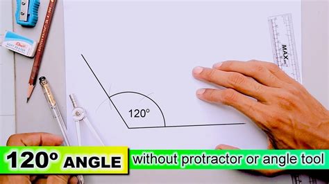 how to draw 120 degree angle without protractor or angle tool - YouTube