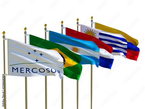 MERCOSUR flag Isolated Silk waving flags MERCOSUR Brazil Argentina ...