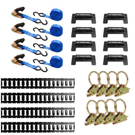 DC Cargo Mall E Track Tie-Down Kit - 24 Pieces: 5 ft Black Rails & E-Track Tie-Down Accessories ...