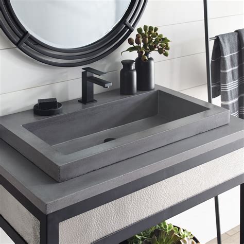 Native Trails 36" NativeStone Vanity Top in Slate- Trough with Single ...