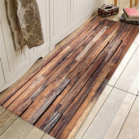 [31% OFF] Wood Grain Absorbent Non-slip Floor Mat For Living Room Bathroom Kitchen | Rosegal