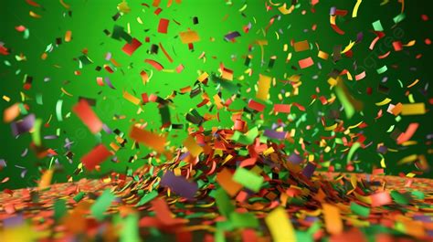 3d Rendered Green Screen Backdrop With Vibrant Confetti Burst Background, Birthday Wallpaper ...