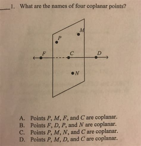 Solved 1. What are the names of four coplanar points? A. B. | Chegg.com