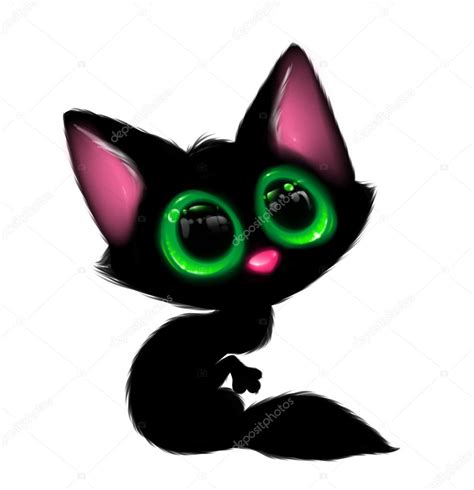 Black cat big eyes cartoon — Stock Photo © Efengai #105553690