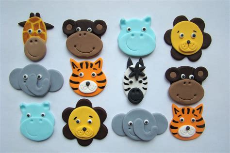 Fondant Cupcake or Cookie Toppers Safari Animal Mix Jungle Zoo | Etsy | Fondant cupcakes ...