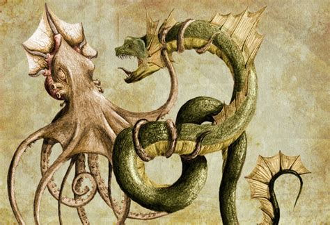 Kraken and Sea Serpent color by Finward-Erendash on DeviantArt