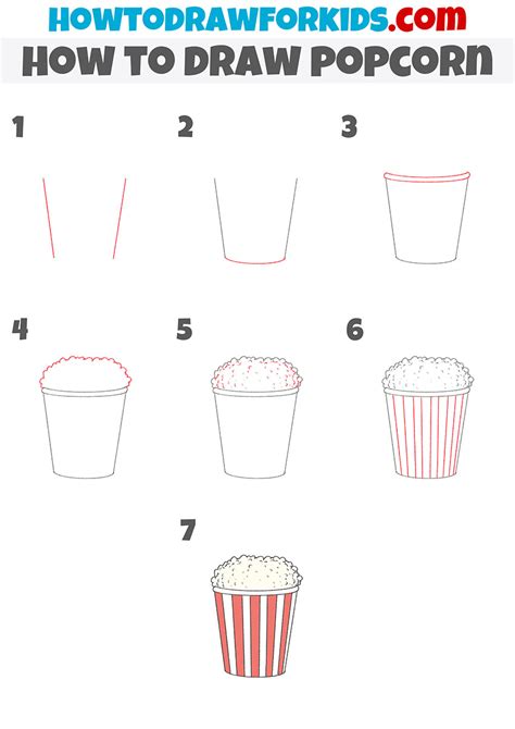 How To Draw Popcorn Easy