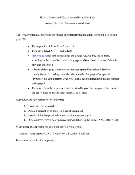 How to Format and Cite an Appendix in APA Style ... - Writing Center