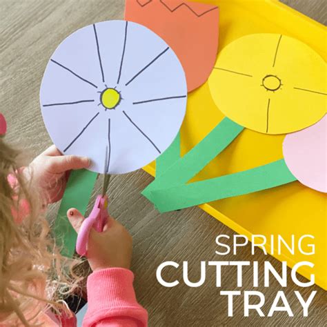 Scissor Skills Practice Spring Cutting Tray - Toddler Approved