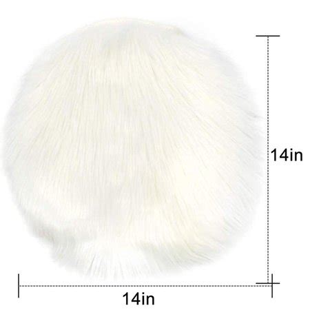 Premium Soft Round Faux Fur Sheepskin Seat Cushion Chair Cover Plush Area Rugs For Bedroom,14" X ...