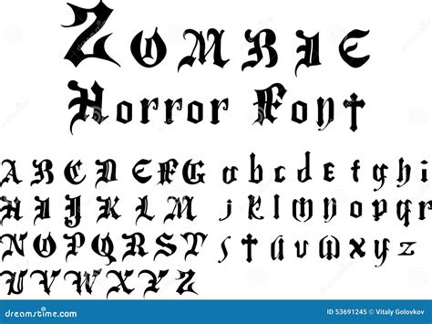 Zombie Horror Font Alphabet Stock Vector - Image: 53691245