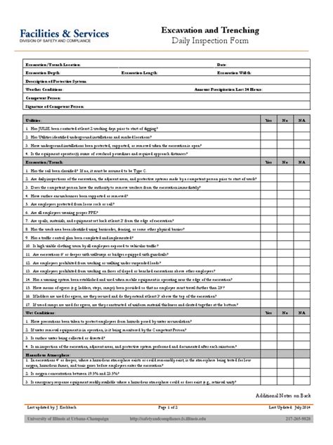 excavation-trenching-daily-inspection-checklist.pdf | Excavation (Archaeology) | Atmosphere