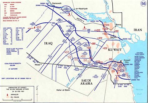 Map of the Gulf War 1991 Mash Unit, Air Arabia, Kuwait City, Naval ...