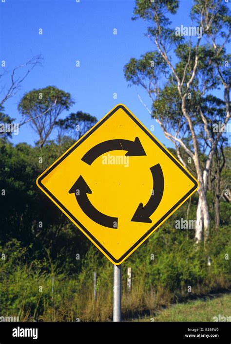 Road Sign for Roundabout Australia Stock Photo - Alamy