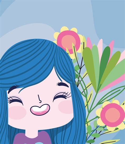 Premium Vector | Happy girl and flowers