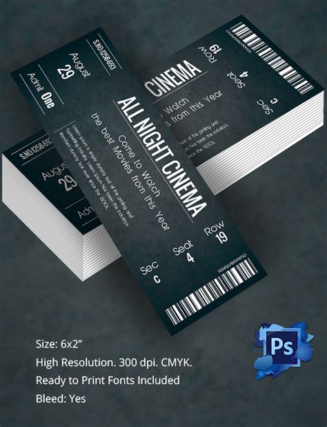 Photoshop Ticket Template