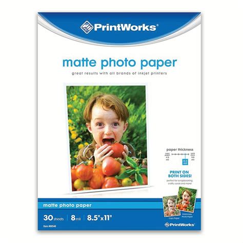 Printworks, Matte Photo Paper, 8.5x11 In, 8 Mil, 30 Sheets, (00548 ...