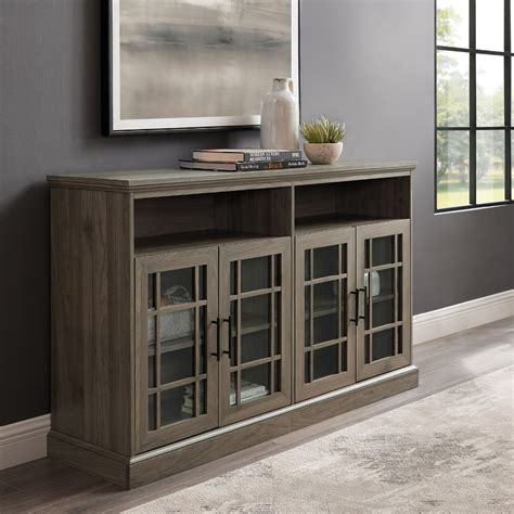 Manor Park Classic Glass Door TV Stand for TVs up to 65", Slate Grey - Walmart.com - Walmart.com