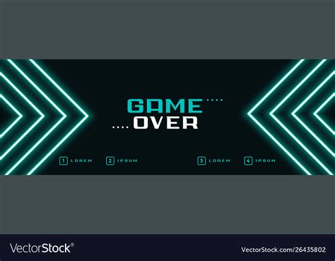 Digital neon game over banner design Royalty Free Vector