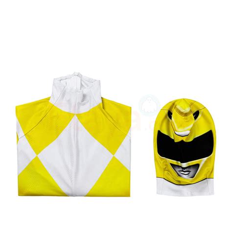 Kids Power Ranger Cosplay Costume Yellow Mighty Morphin Power Rangers Suit