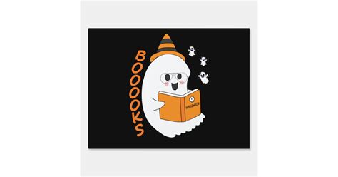 Cute Ghost Book Reading Halloween Teacher Sign | Zazzle