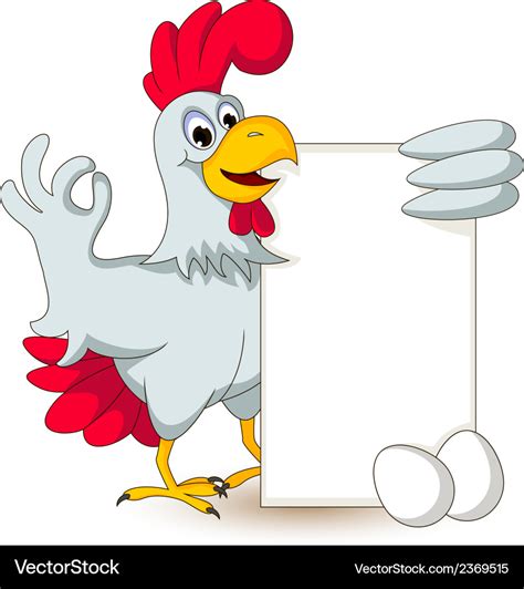 Funny chicken holding blank sign Royalty Free Vector Image