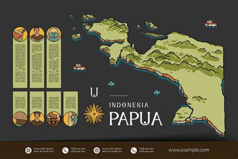 Papua Indonesia maps illustration. Indonesia Island design layout ...