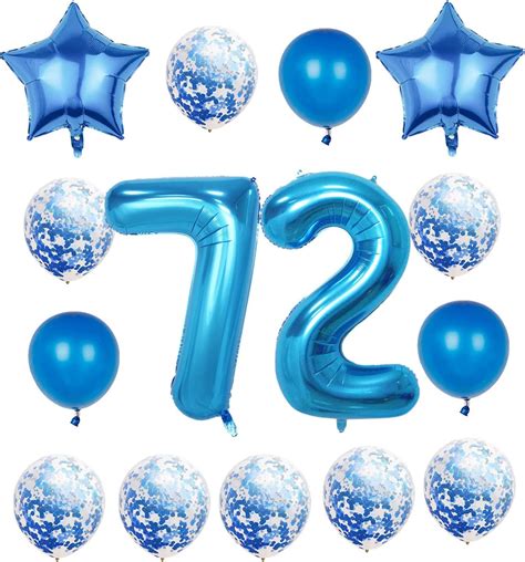 Amazon.com: 72th Birthday Decorations Party Supplies,Blue Number 72 ...