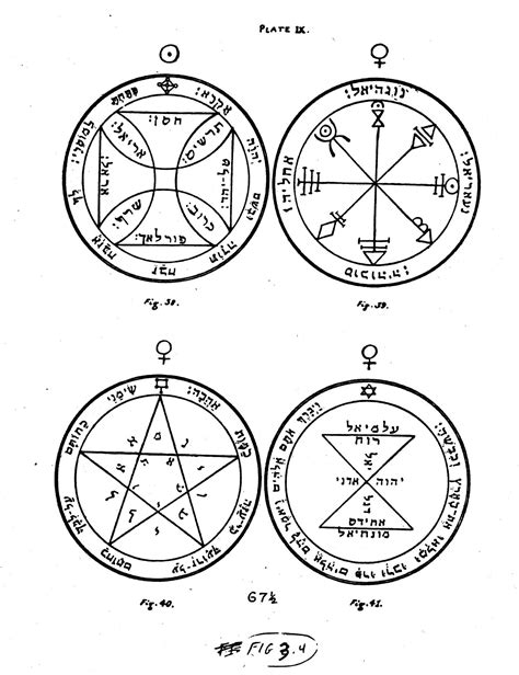 Illustrated page from the Key of Solomon depicting four pentacles. | Sigil magic, Esoteric ...