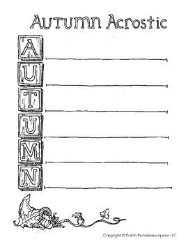 Autumn Acrostic Poem Template by Tim's Printables | TpT