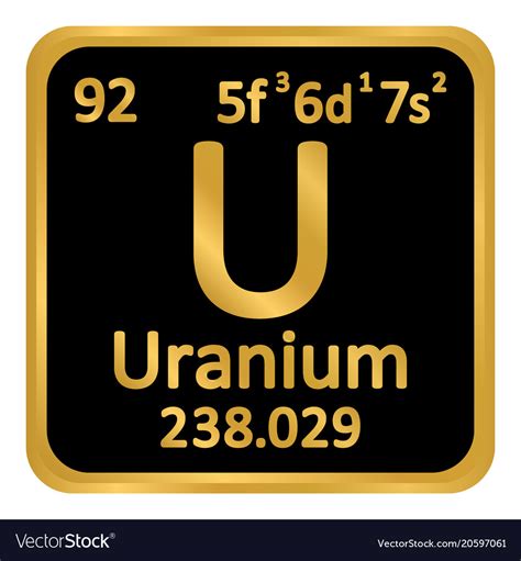 Periodic table element uranium icon Royalty Free Vector