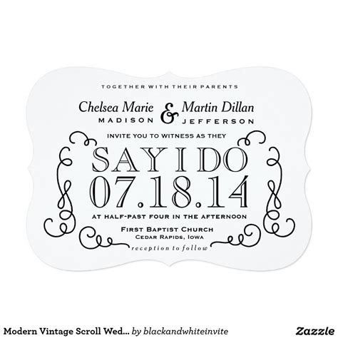 Modern Vintage Scroll Wedding Invitation Template | Zazzle.com | Scroll wedding invitations ...